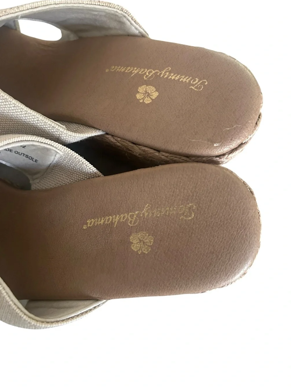 Tommy Bahama Neutral Espadrille Wedge Slide Sandals - Beige size 8